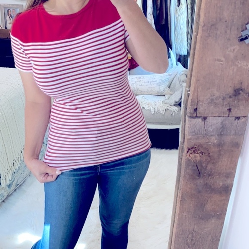 Barbour red striped top size 12
